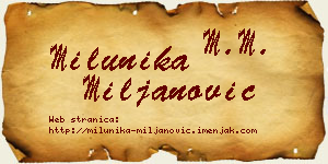 Milunika Miljanović vizit kartica